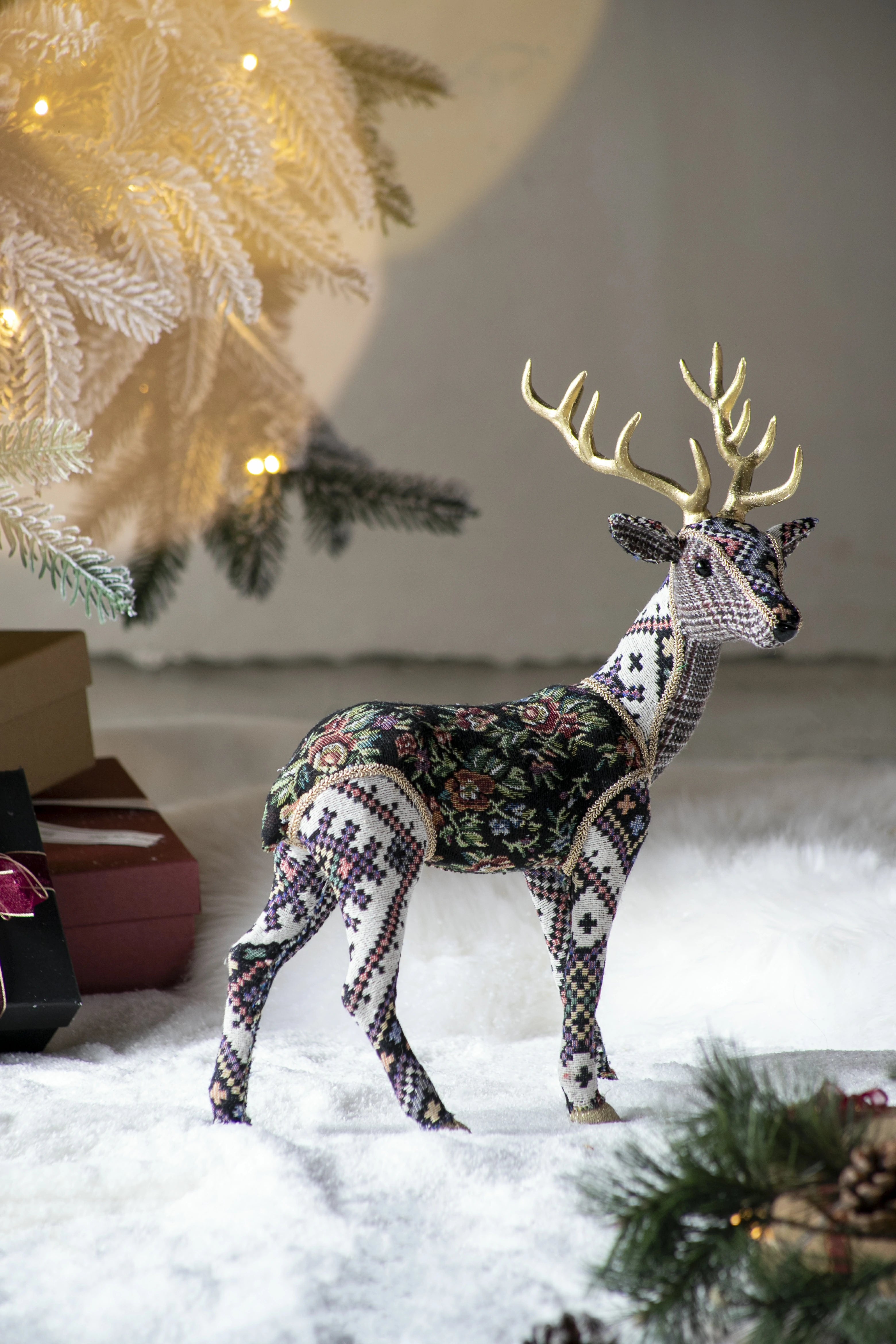 Christmas Decor 13 Inch Velvet Foam Standing Deer