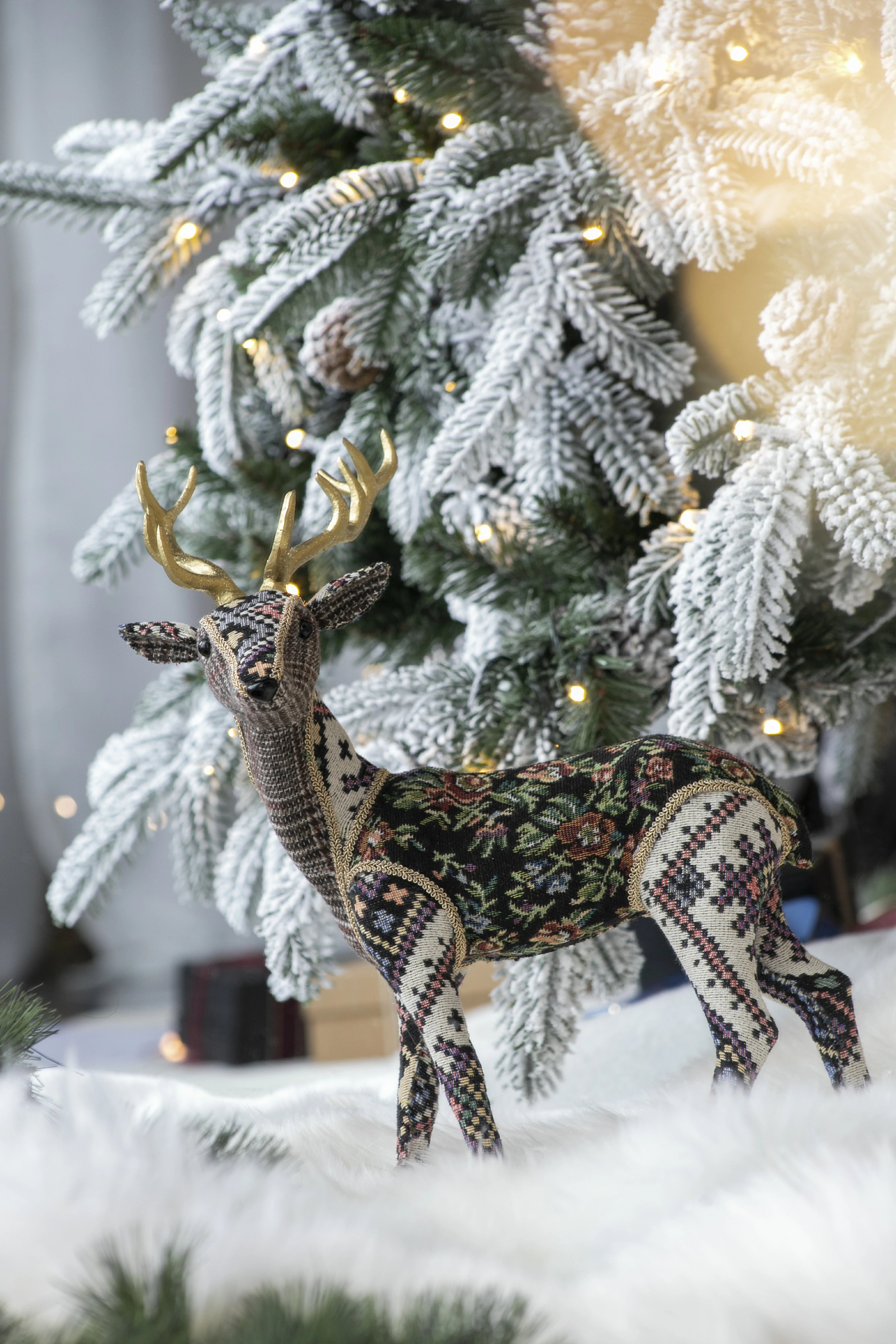 Christmas Decor 13 Inch Velvet Foam Standing Deer