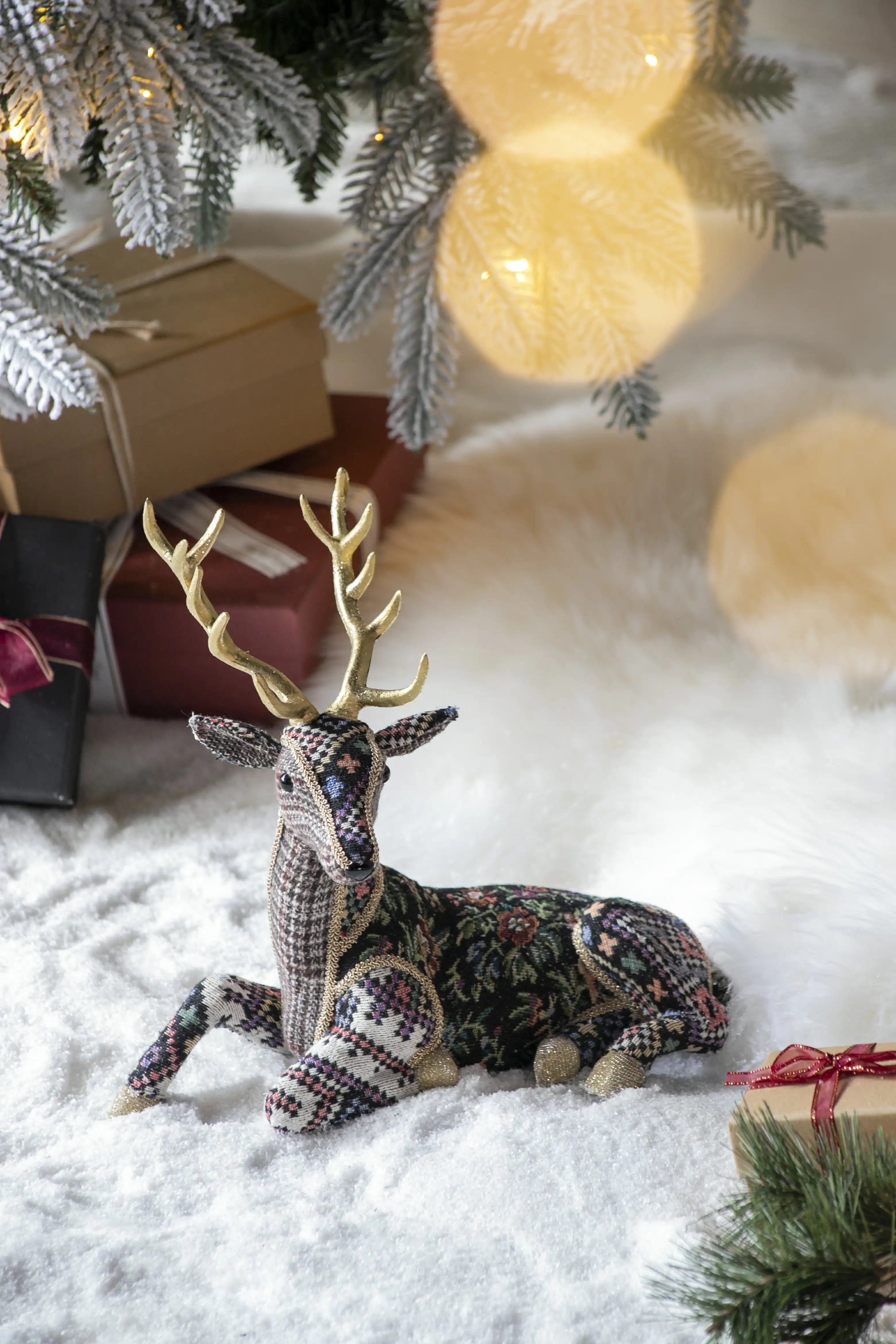 Christmas Decor 12 Inch Velvet Foam Sitting Deer