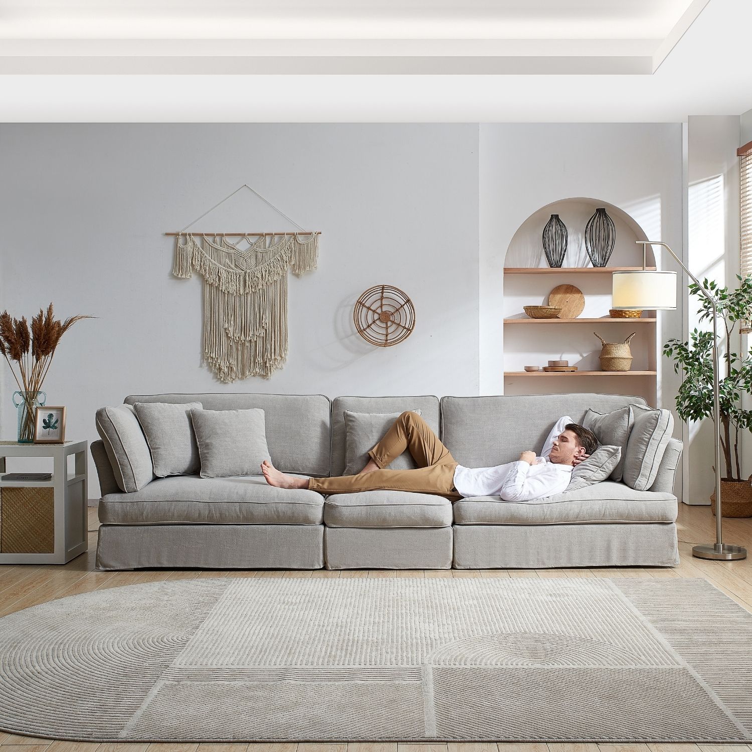 Chubby Sofa Sofa Lemons & Me 5 Seater Grey Linen