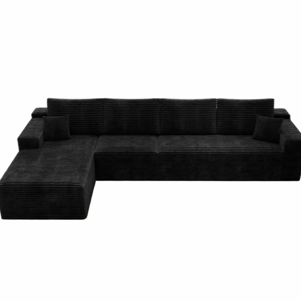 Corduroy Sectional Sofa L-Shape Chaise Boneless Pet-Friendly Couch