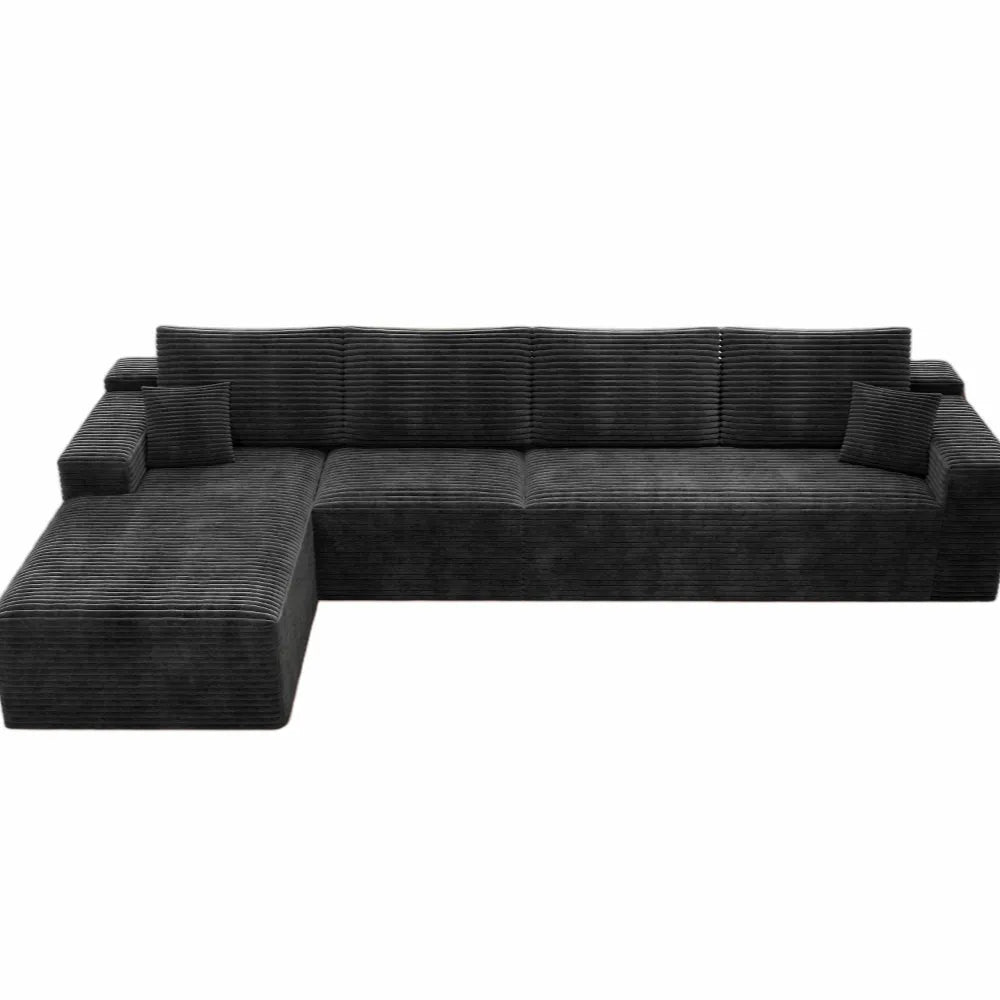 Corduroy Sectional Sofa L-Shape Chaise Boneless Pet-Friendly Couch