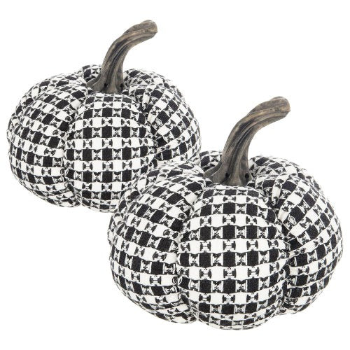 2 Pics Fabric Plaid Pumpkin Decor Halloween Decoration