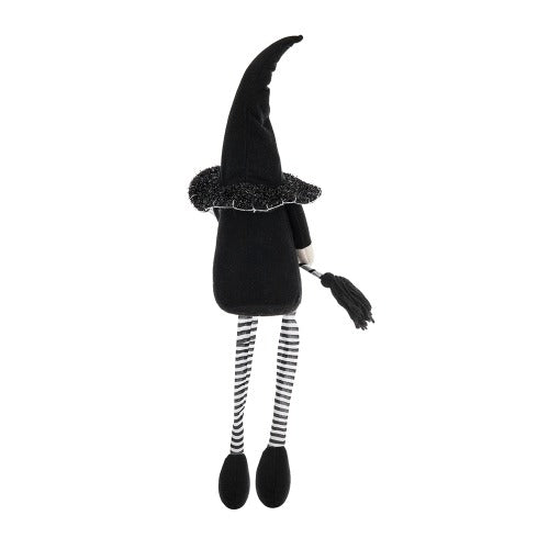 Fabric Sitting Gnome With Broomstick&Long Legs Halloween Decor