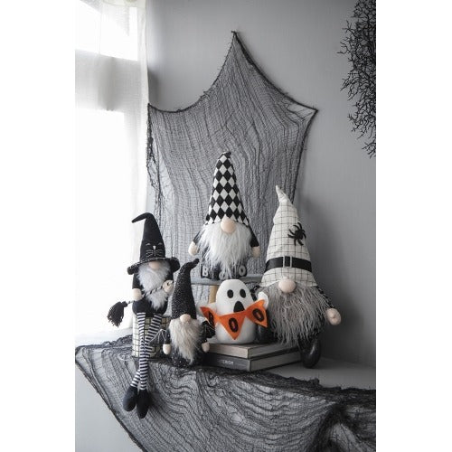 Fabric Sitting Gnome With Broomstick&Long Legs Halloween Decor