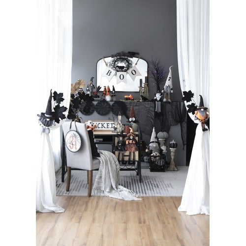 Fabric Sitting Gnome With Broomstick&Long Legs Halloween Decor