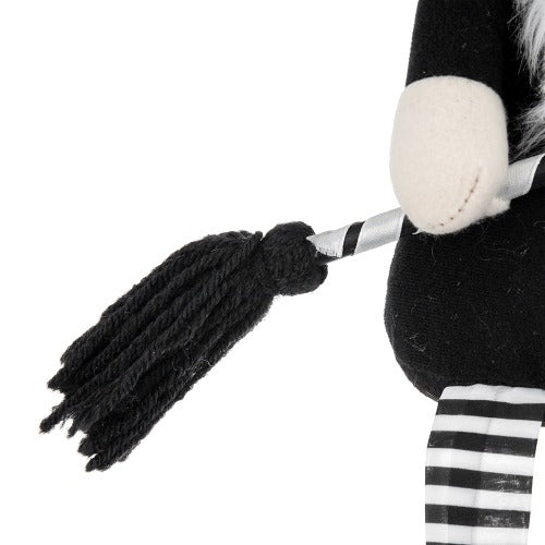 Fabric Sitting Gnome With Broomstick&Long Legs Halloween Decor