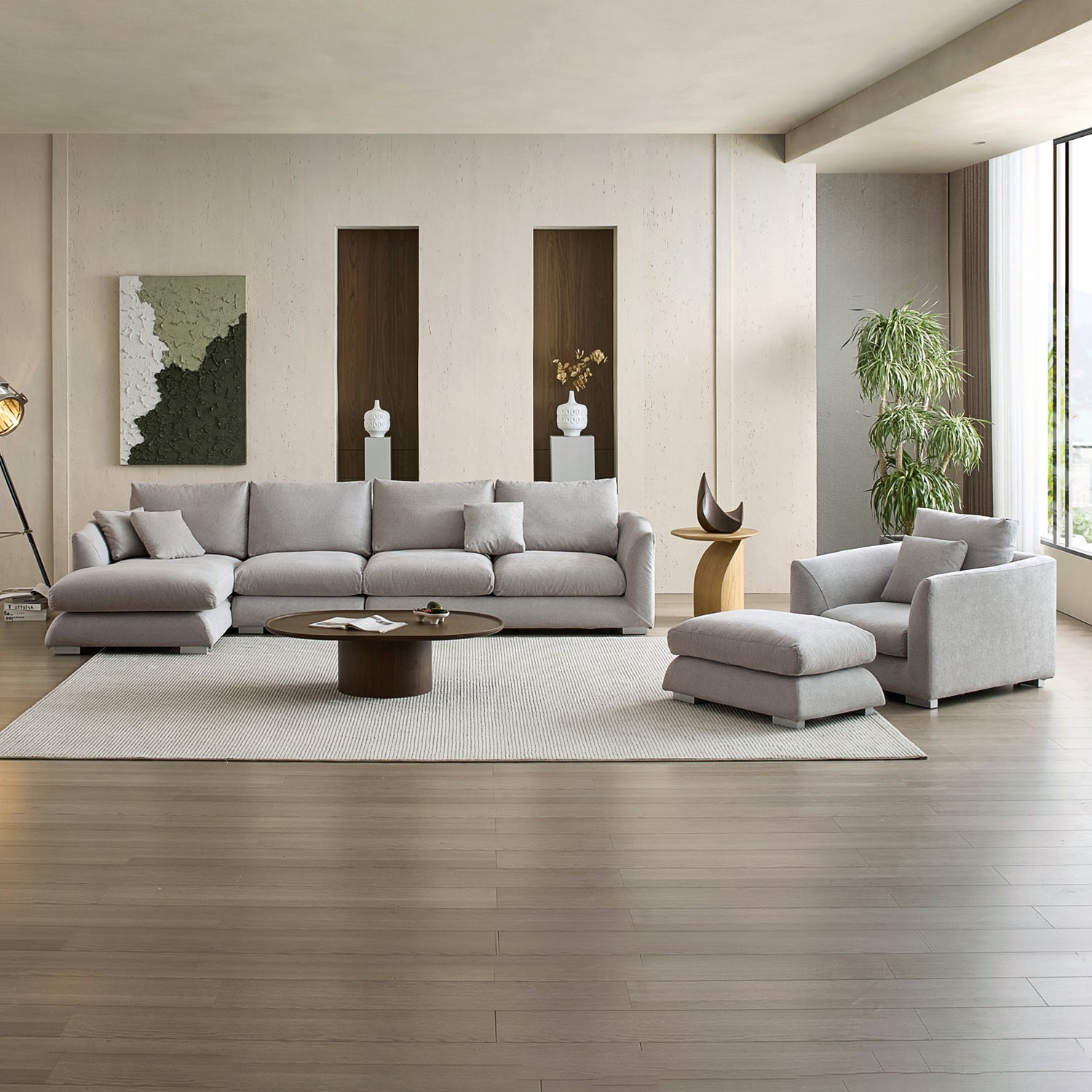 Feathers Washable Couch Sectional Set 142 Inches