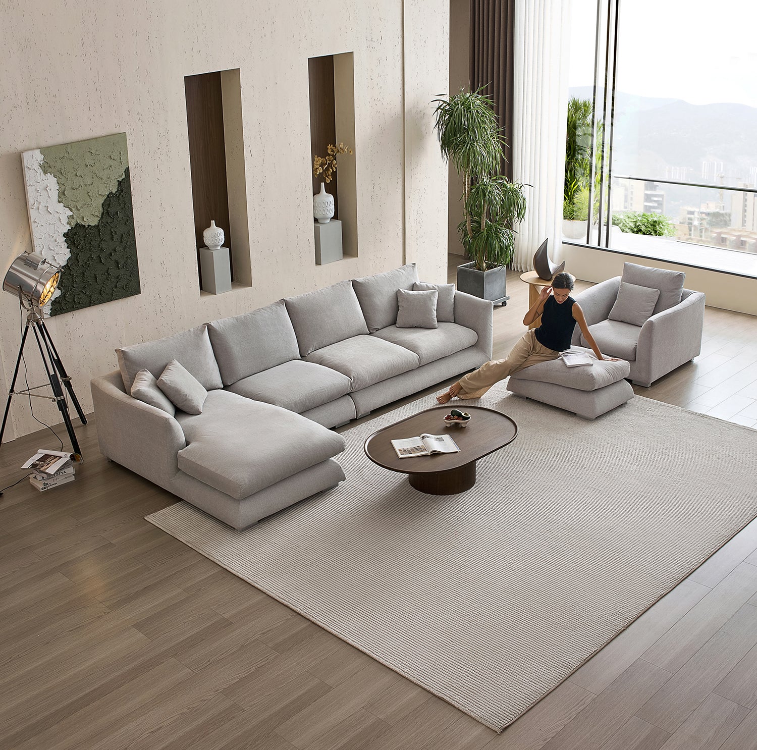 Feathers Washable Couch Sectional Set 142 Inches