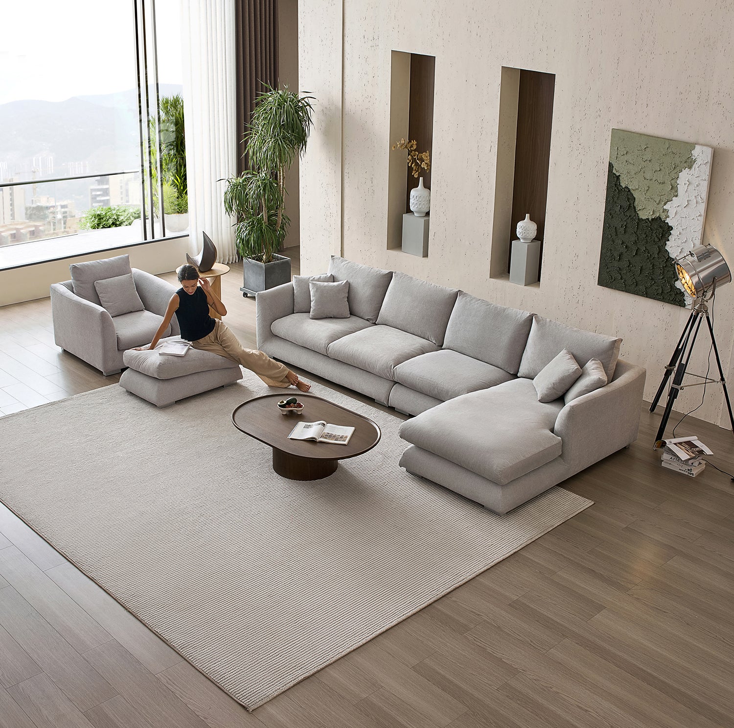 Feathers Washable Couch Sectional Set 142 Inches
