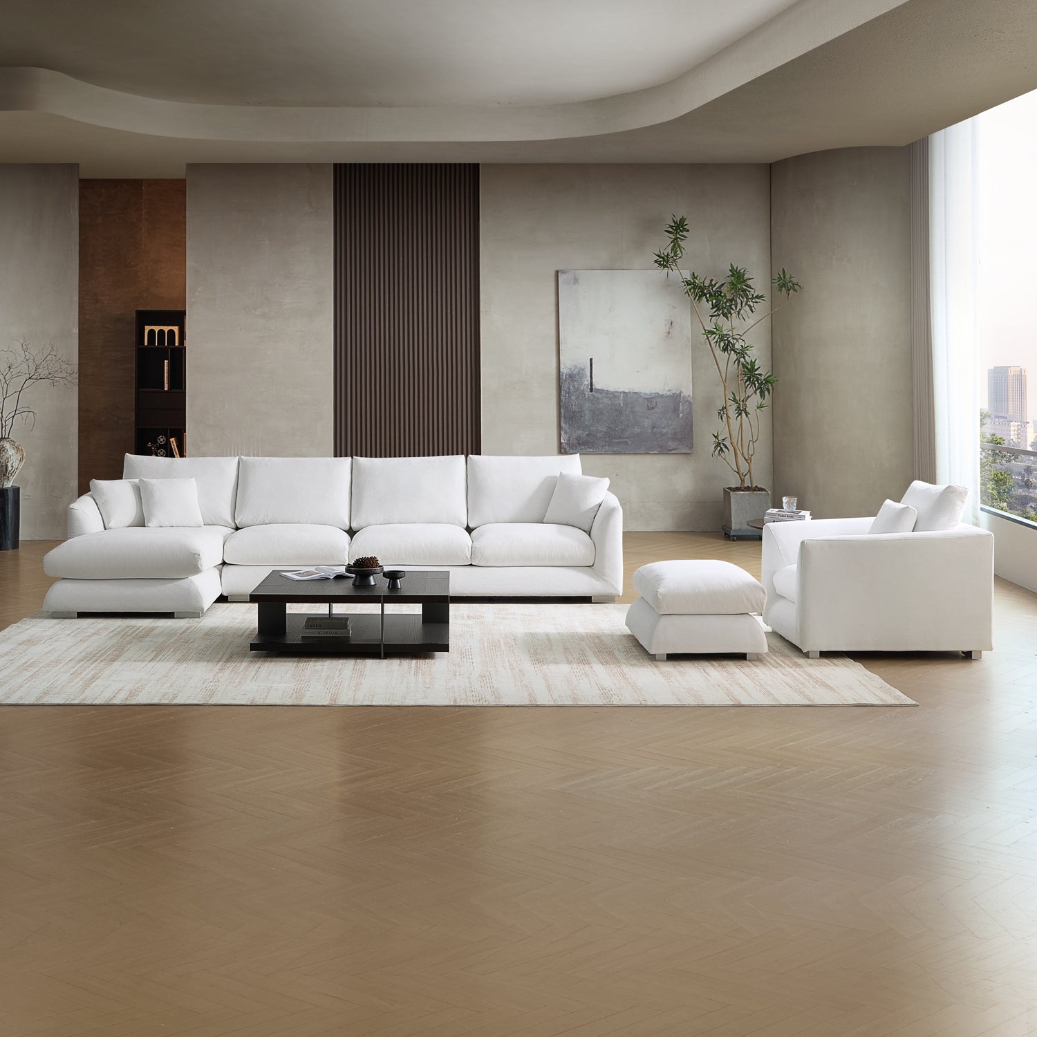 Feathers Washable Couch Sectional Set 142 Inches