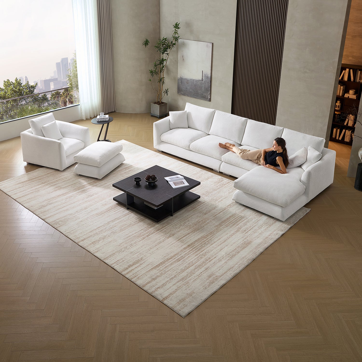 Feathers Washable Couch Sectional Set 142 Inches