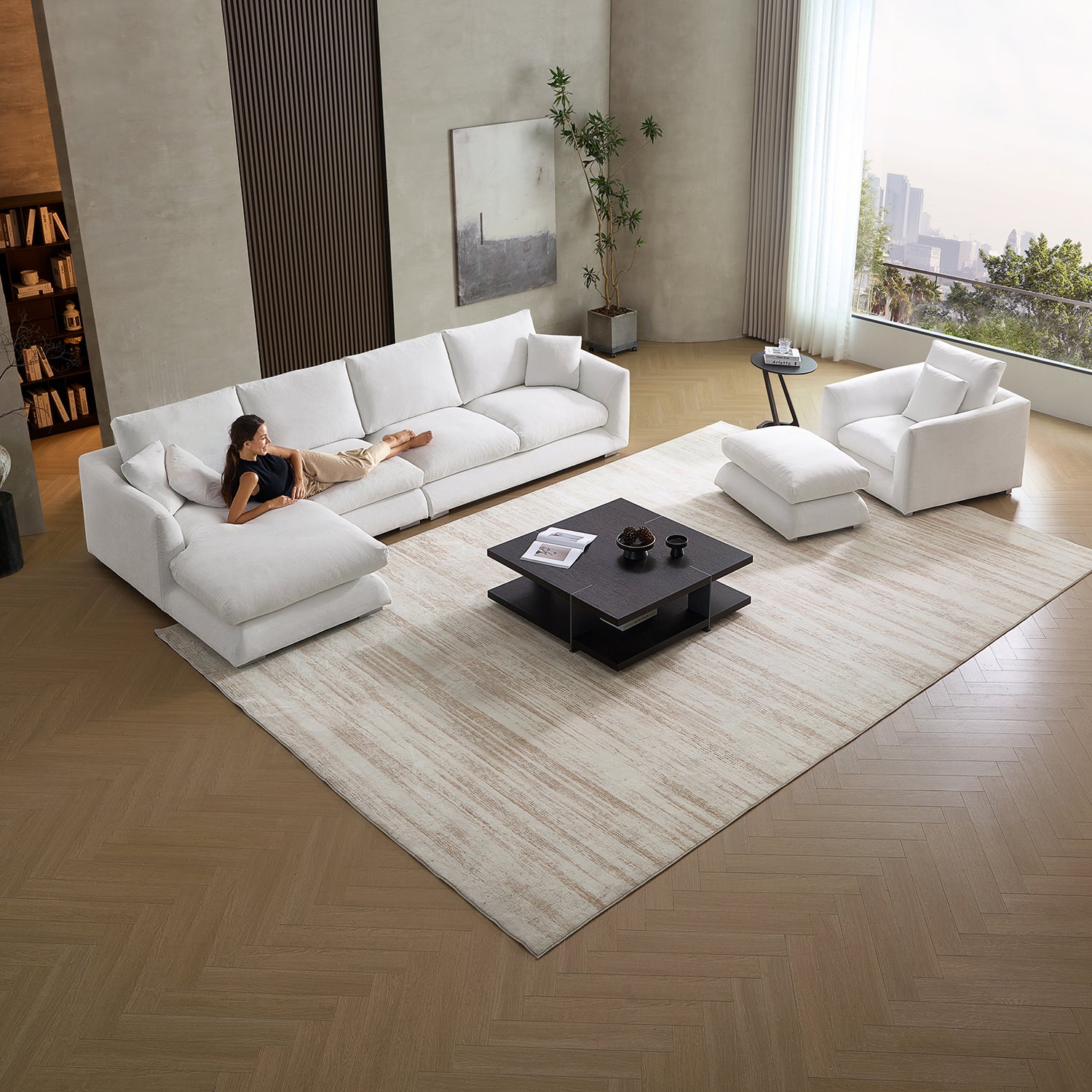 Feathers Washable Couch Sectional Set 142 Inches