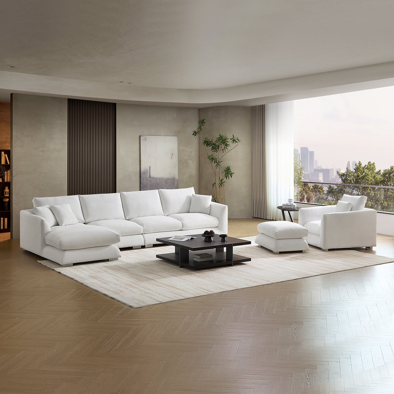 Feathers Washable Couch Sectional Set 142 Inches