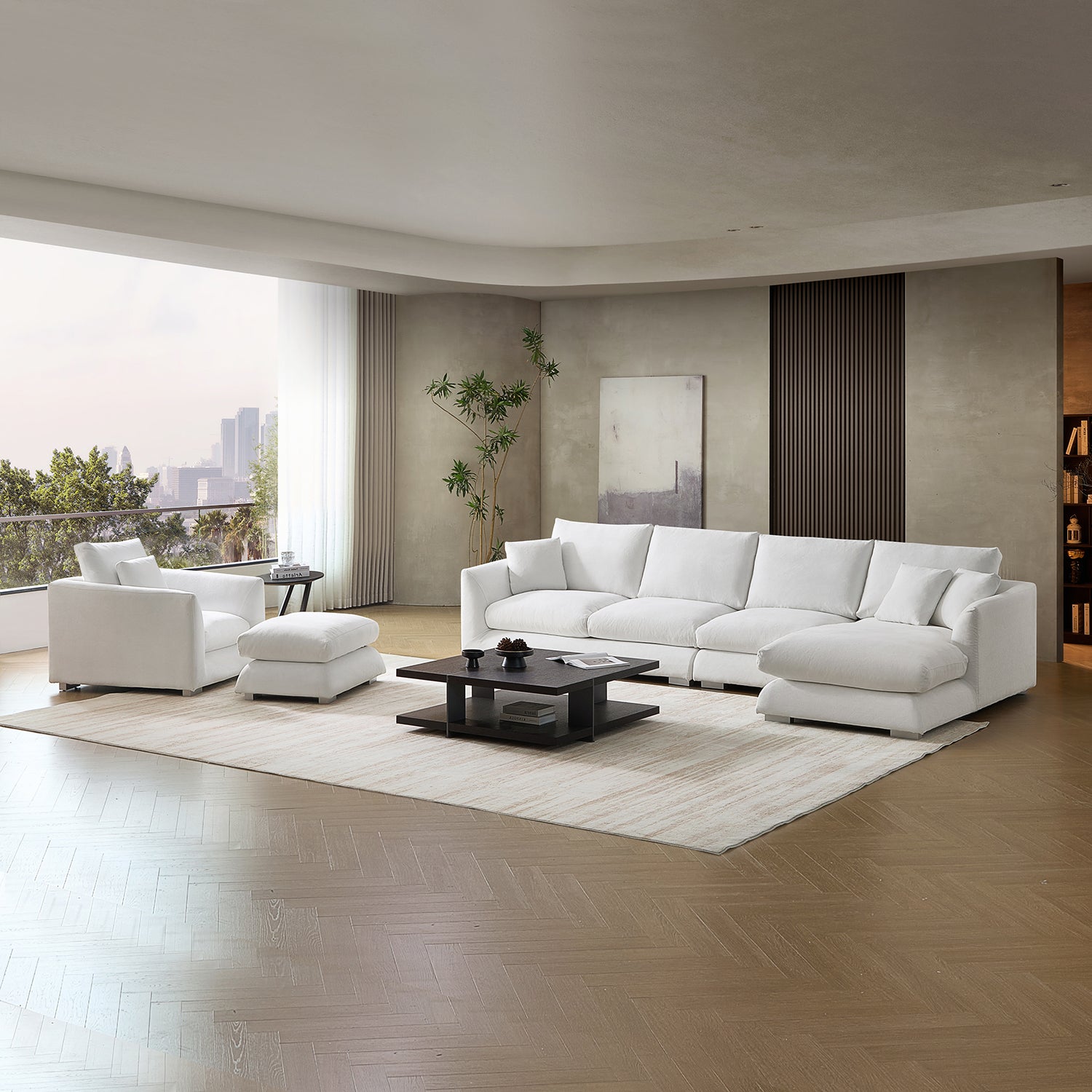 Feathers Washable Couch Sectional Set 142 Inches