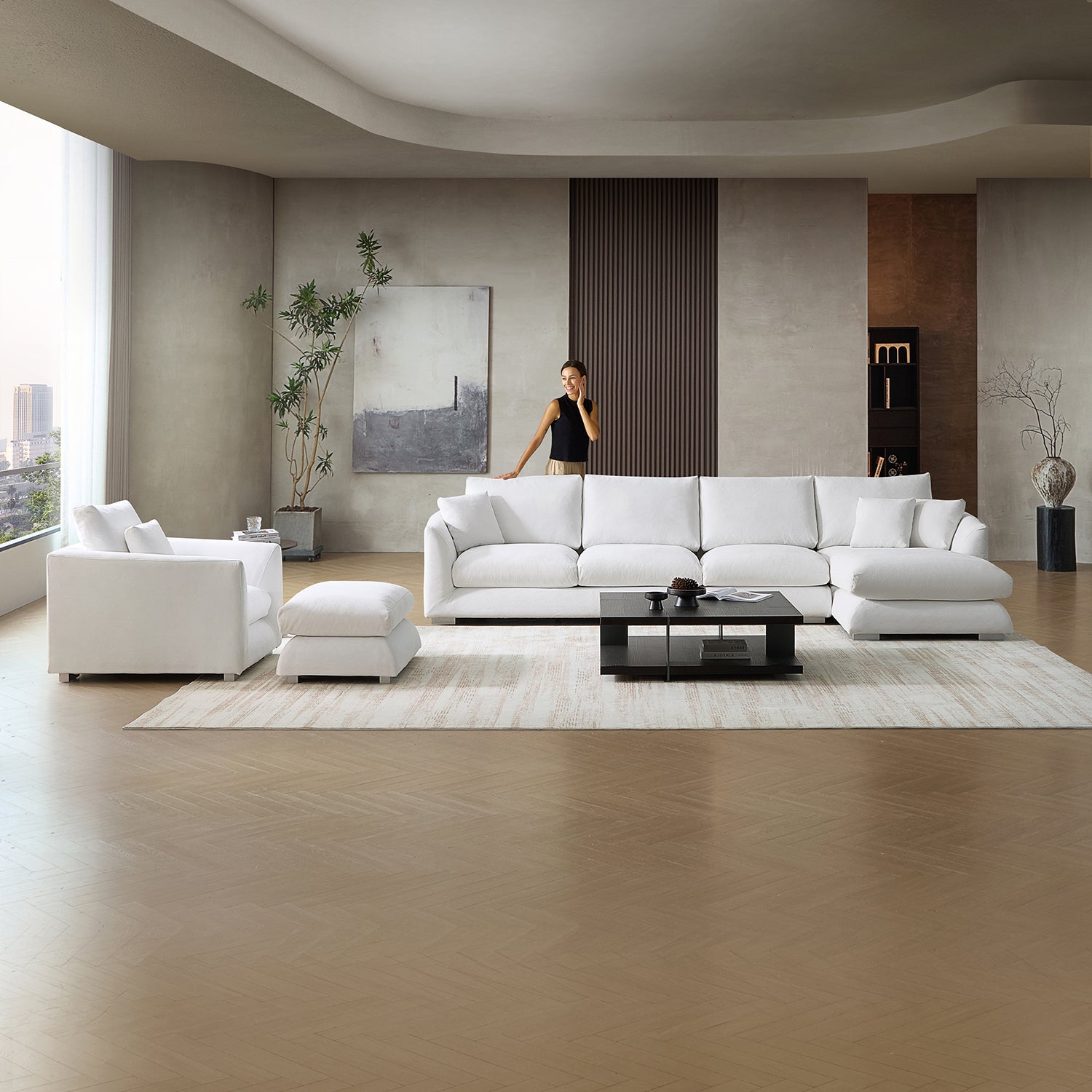 Feathers Washable Couch Sectional Set 142 Inches