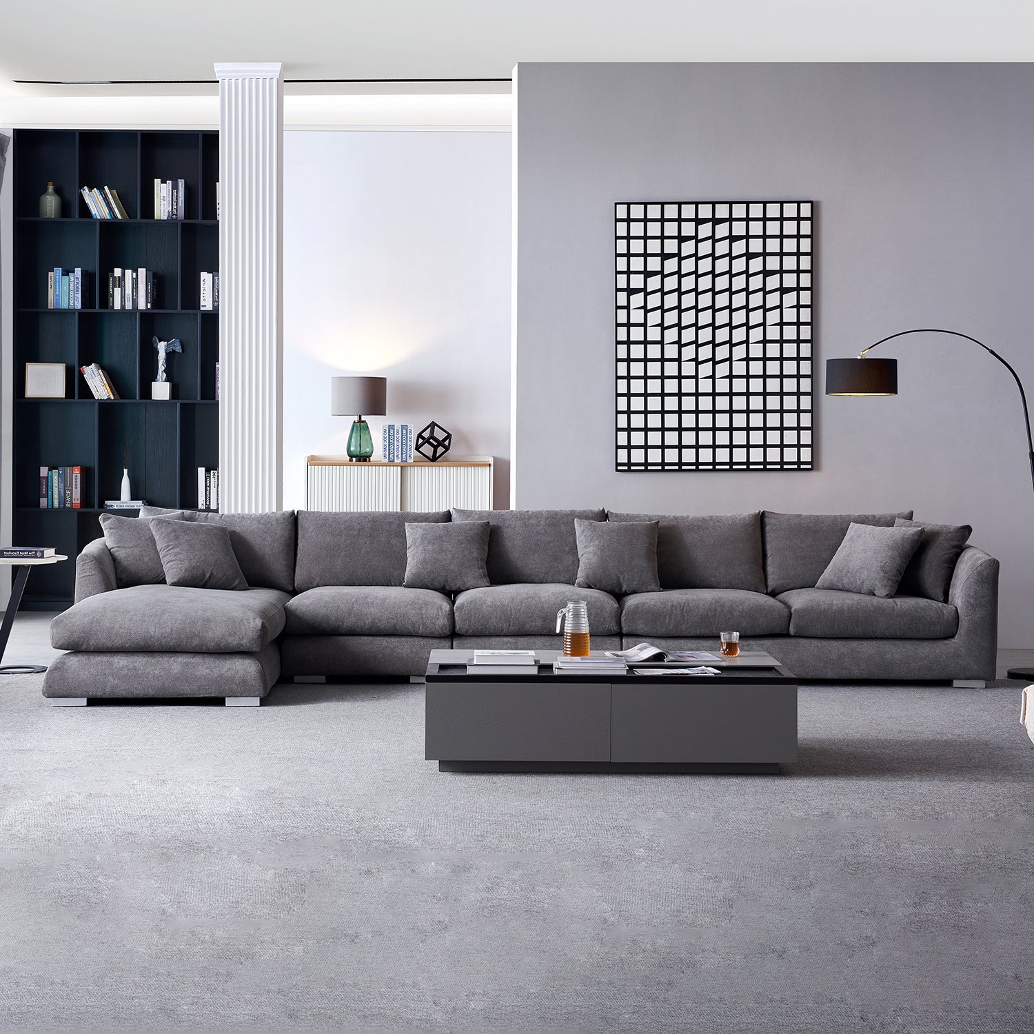 Feathers Sectional Couch Chaise Lounge 88-170 Inches