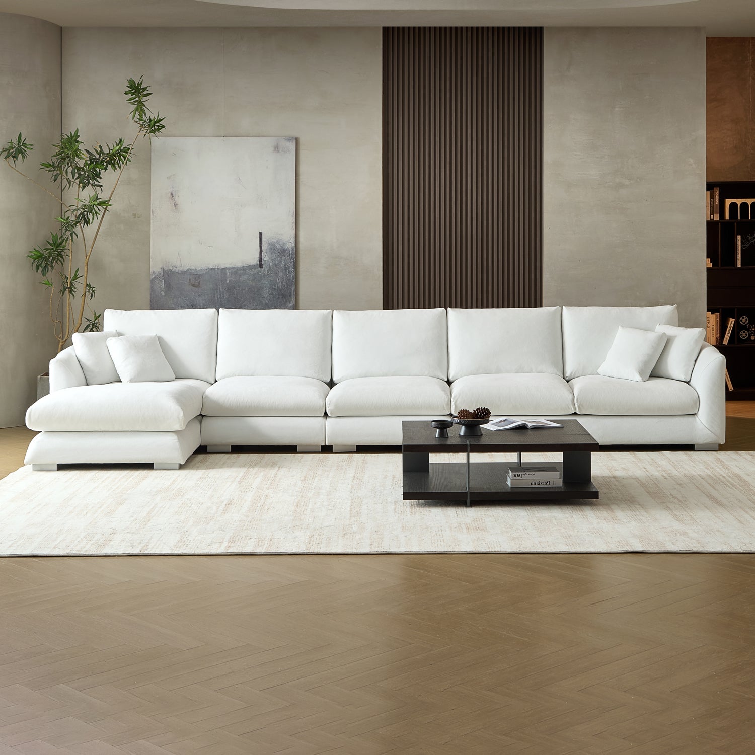 Feathers Sectional Couch Chaise Lounge 88-170 Inches