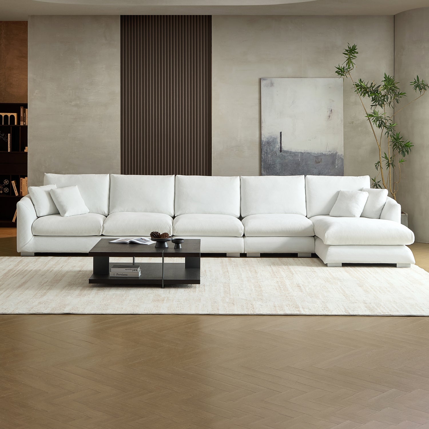 Feathers Sectional Couch Chaise Lounge 88-170 Inches