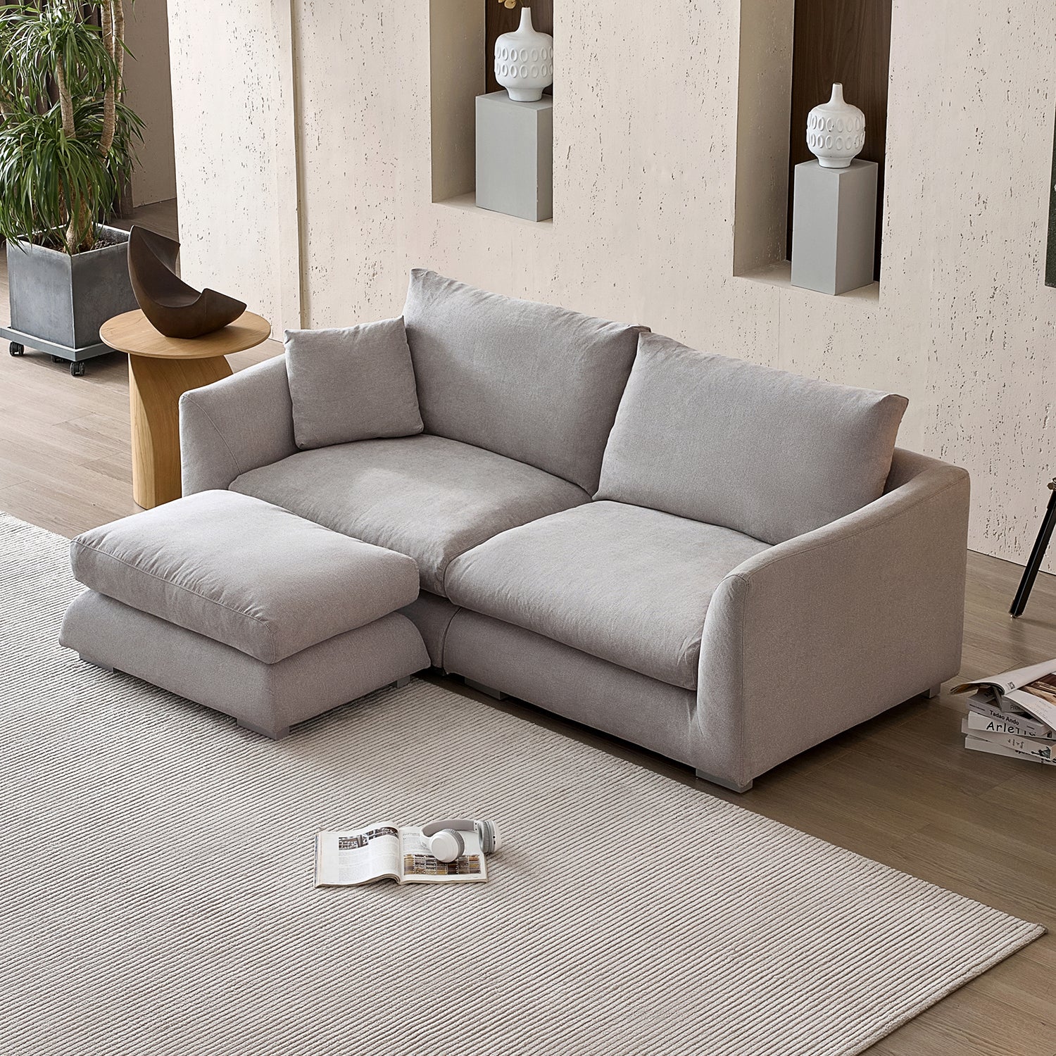 Feathers Sofa with Ottoman 84-103 Inches