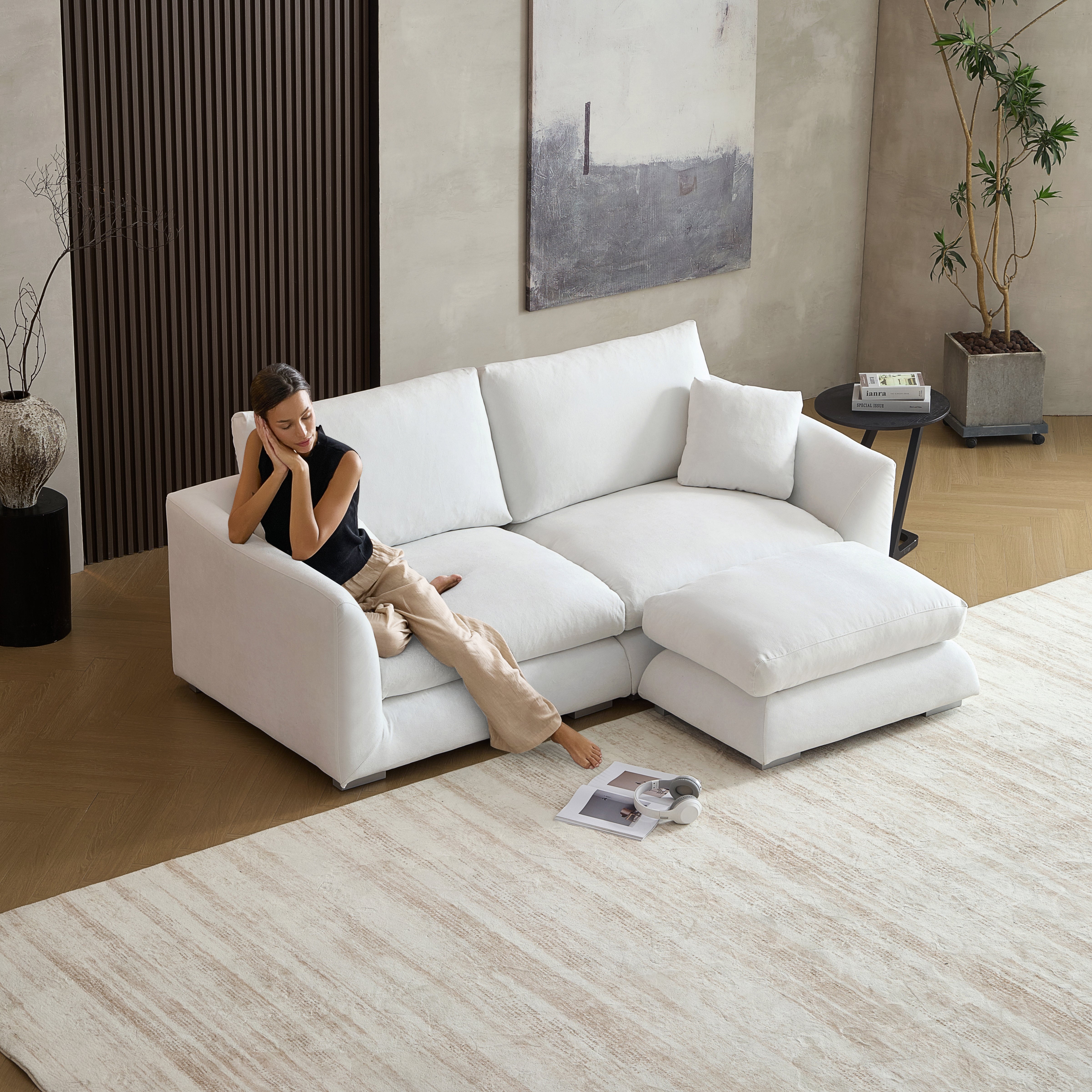 Feathers Sofa with Ottoman 84-103 Inches