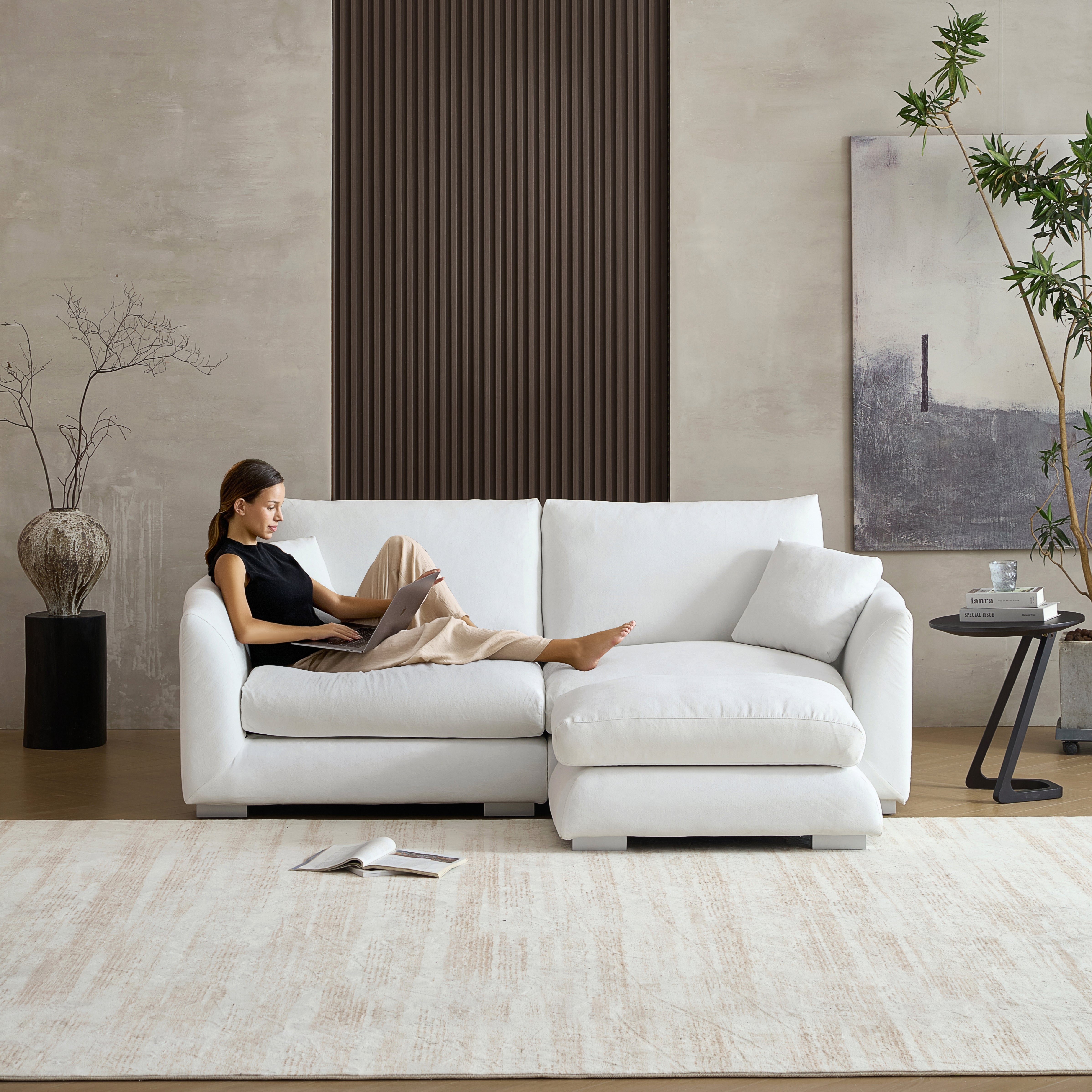 Feathers Sofa with Ottoman 84-103 Inches