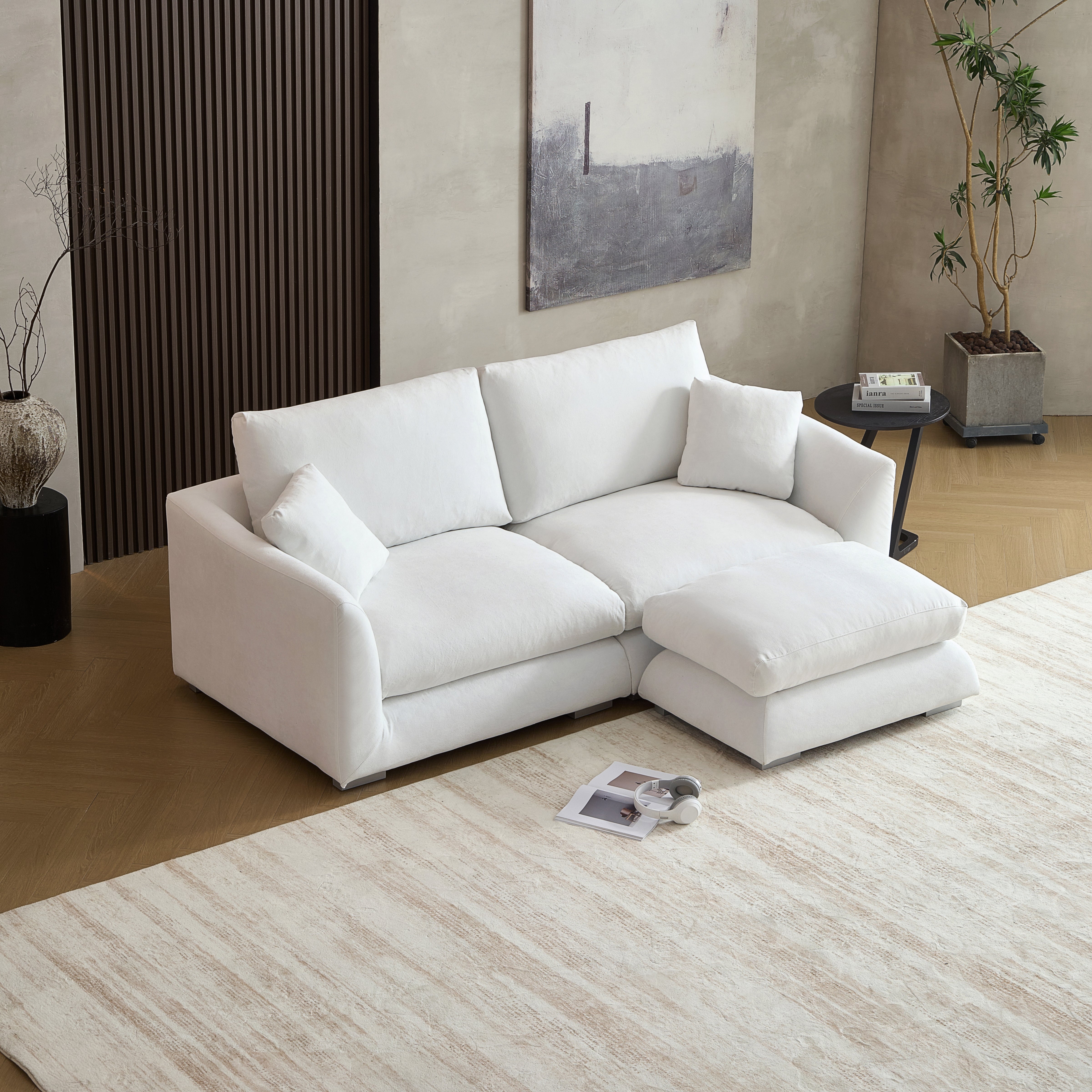 Feathers Sofa with Ottoman 84-103 Inches
