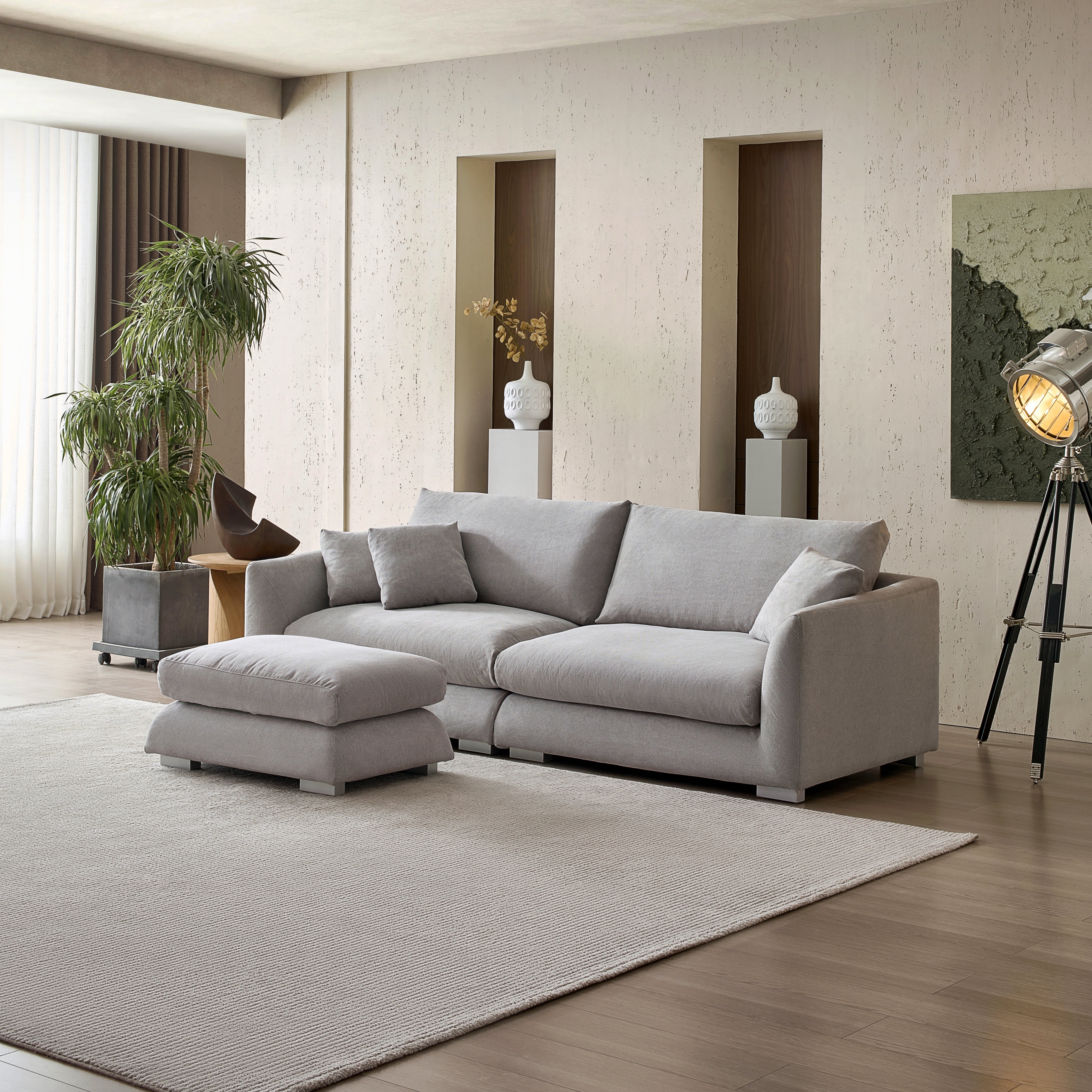Feathers Sofa with Ottoman 84-103 Inches