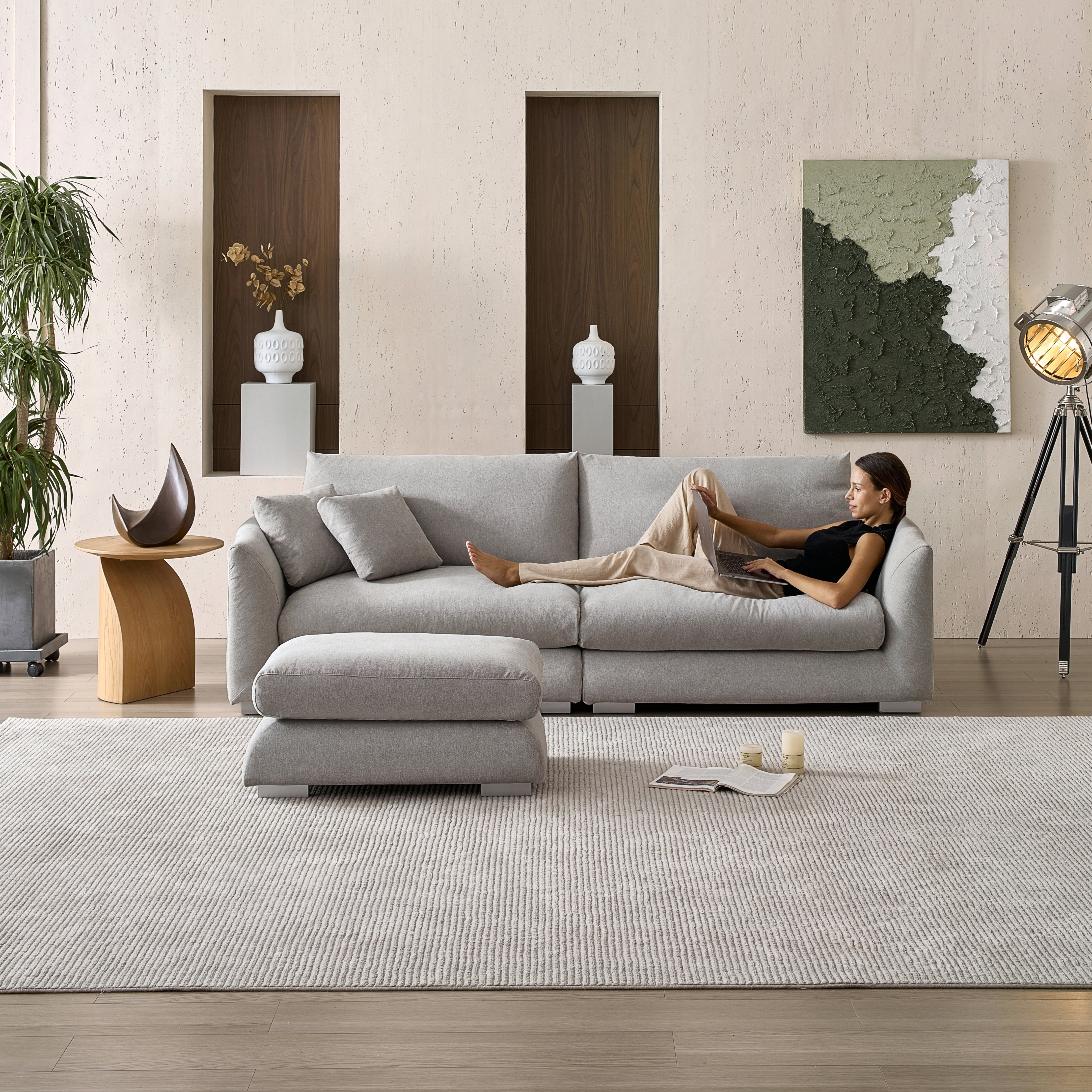 Feathers Sofa with Ottoman 84-103 Inches