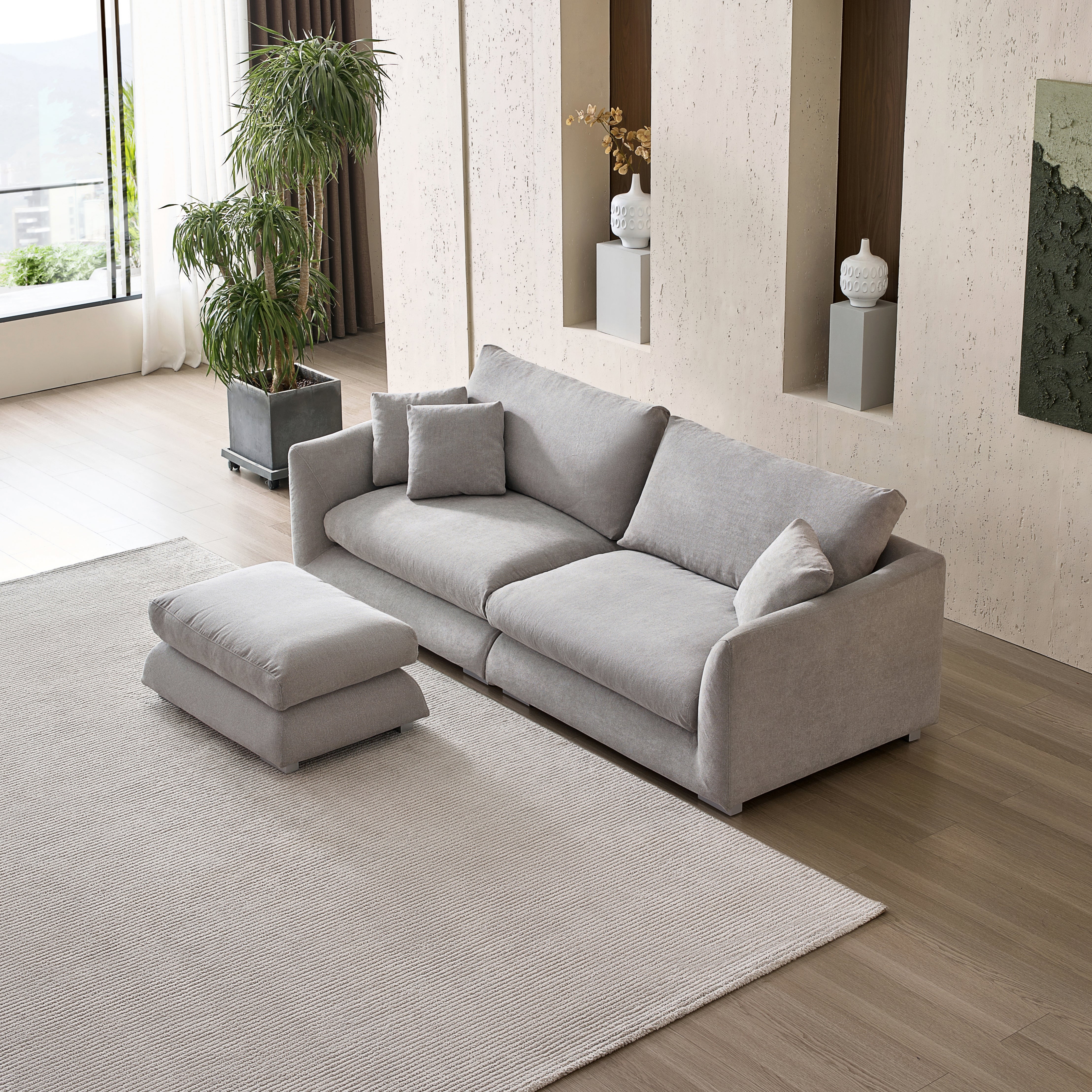 Feathers Sofa with Ottoman 84-103 Inches