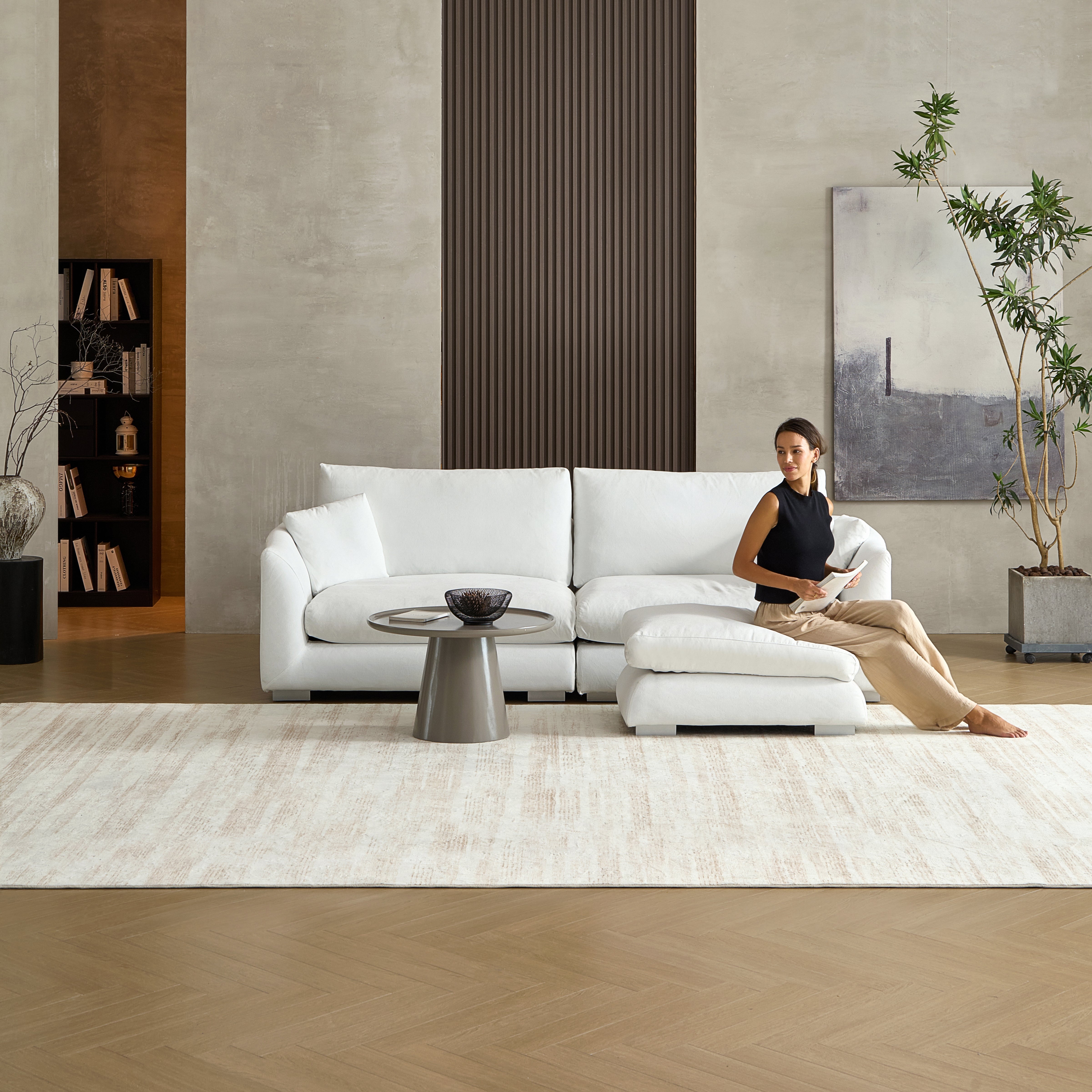 Feathers Sofa with Ottoman 84-103 Inches