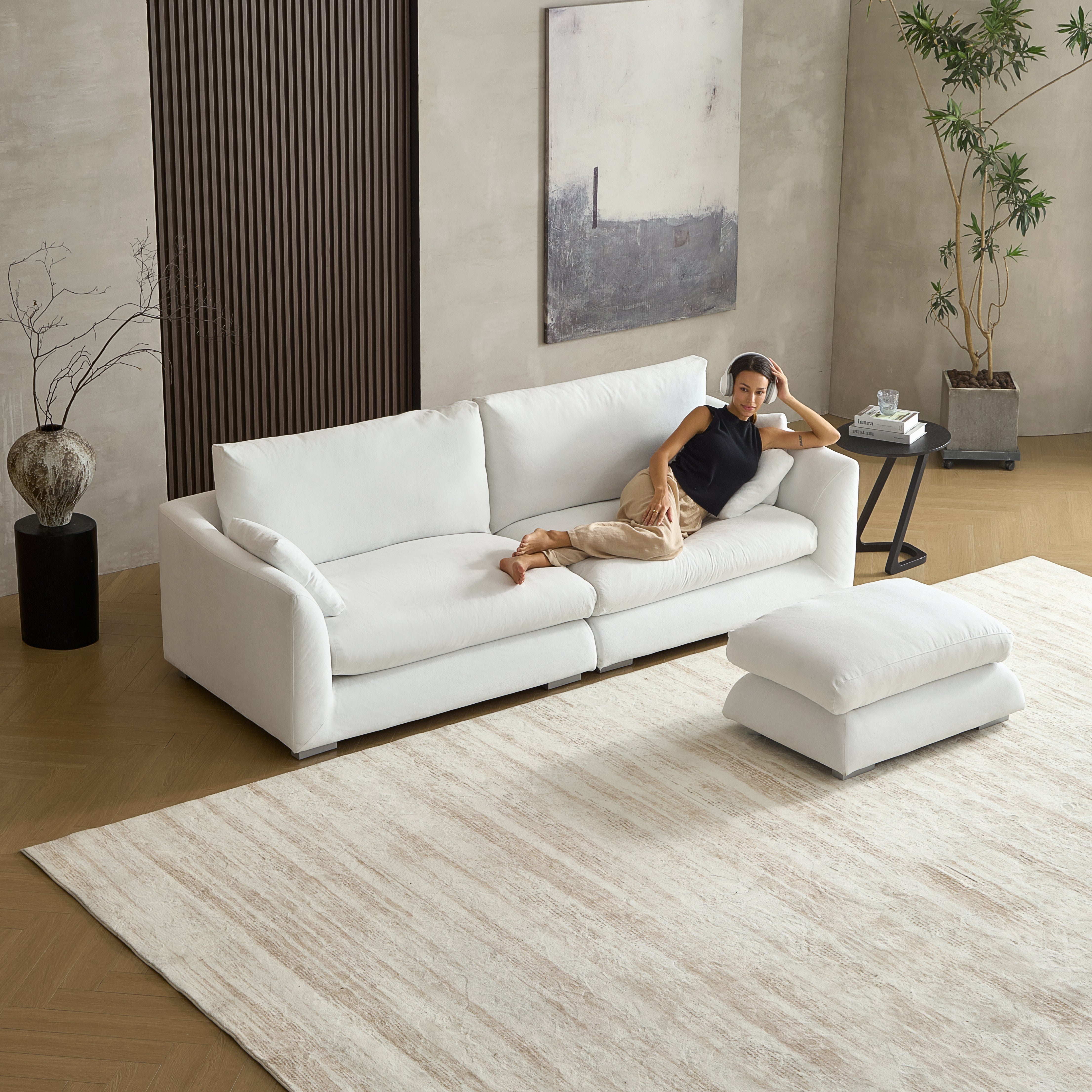 Feathers Sofa with Ottoman 84-103 Inches