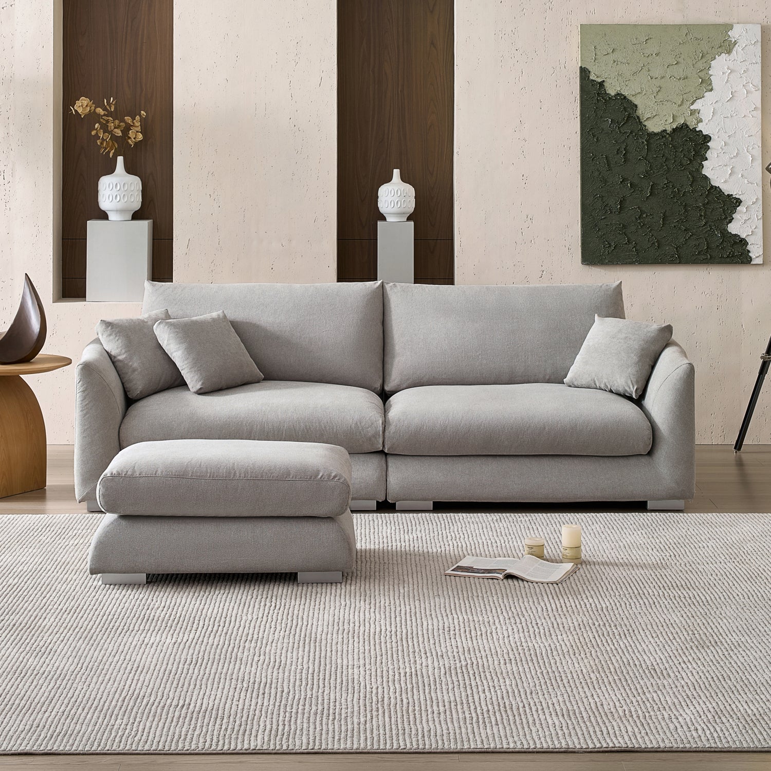 Feathers Sofa with Ottoman 84-103 Inches