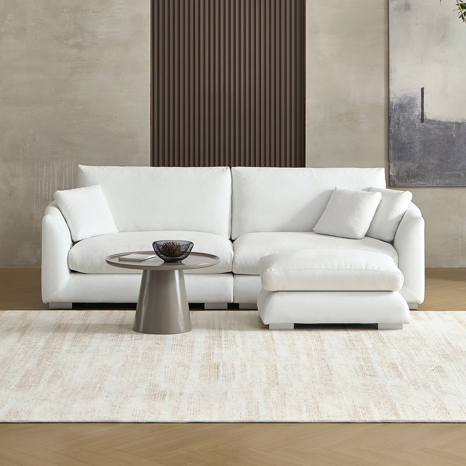 Feathers Sofa with Ottoman 84-103 Inches