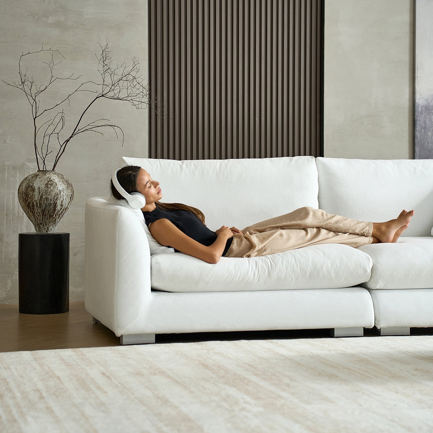 Feathers Sofa with Ottoman 84-103 Inches