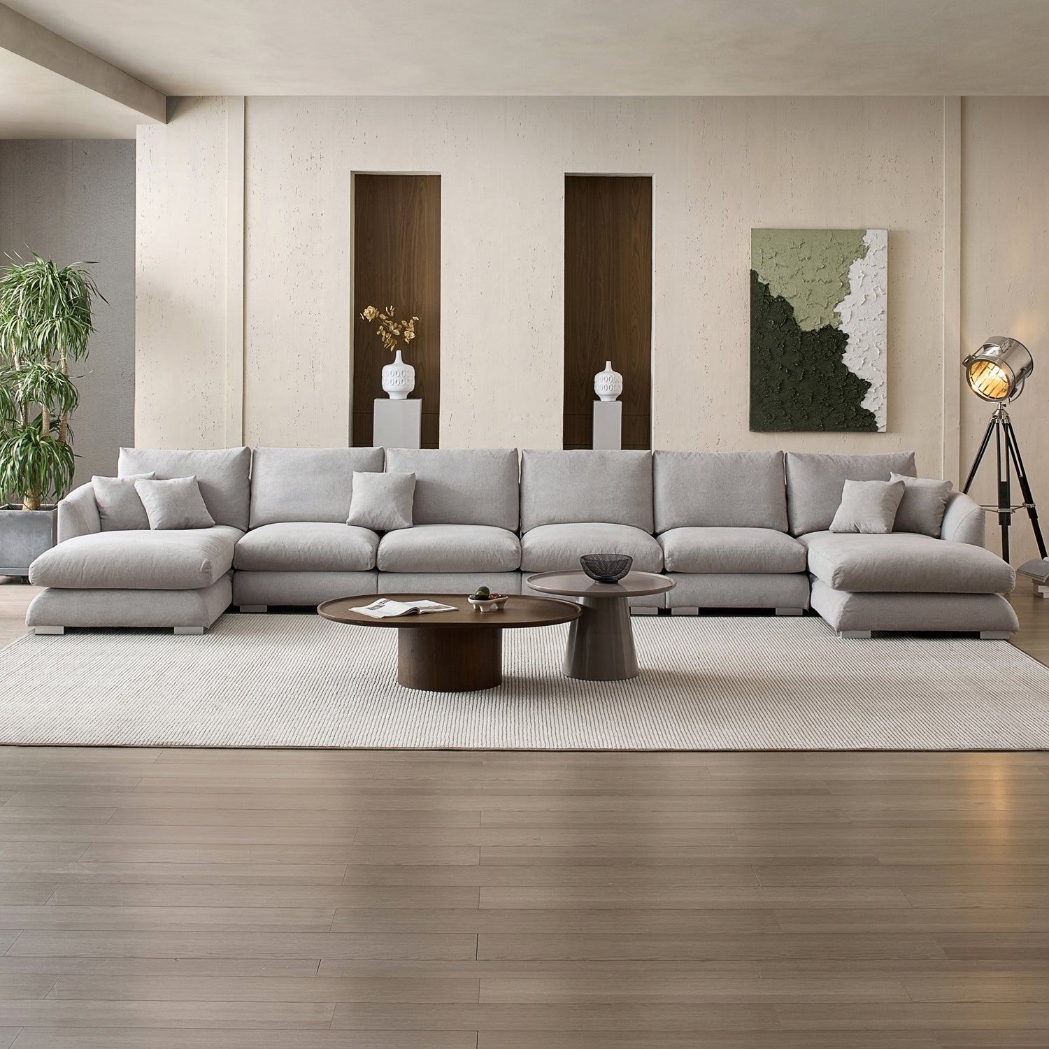 Feathers U-Shaped Sectional Couch 140-200 Inches