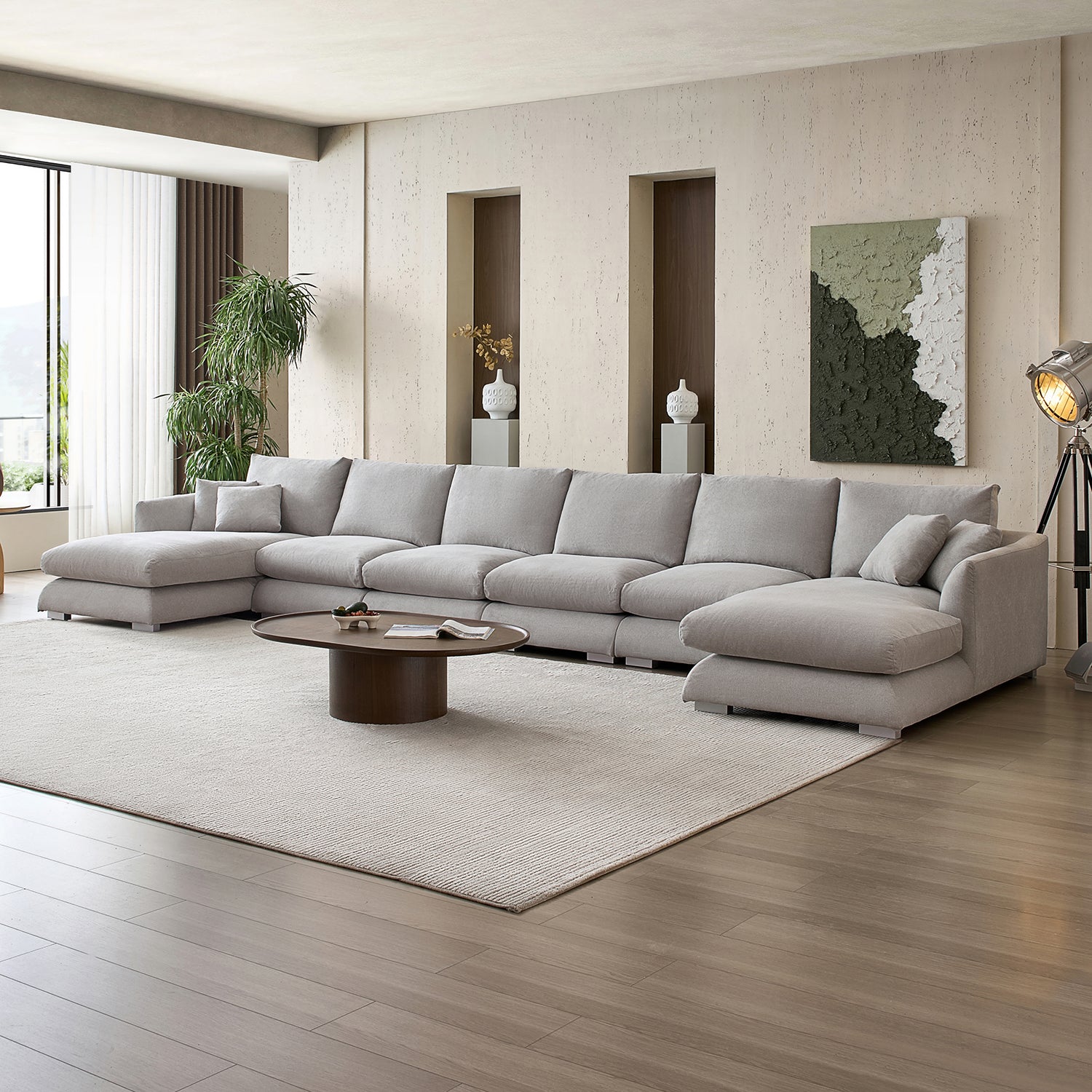 Feathers U-Shaped Sectional Couch 140-200 Inches