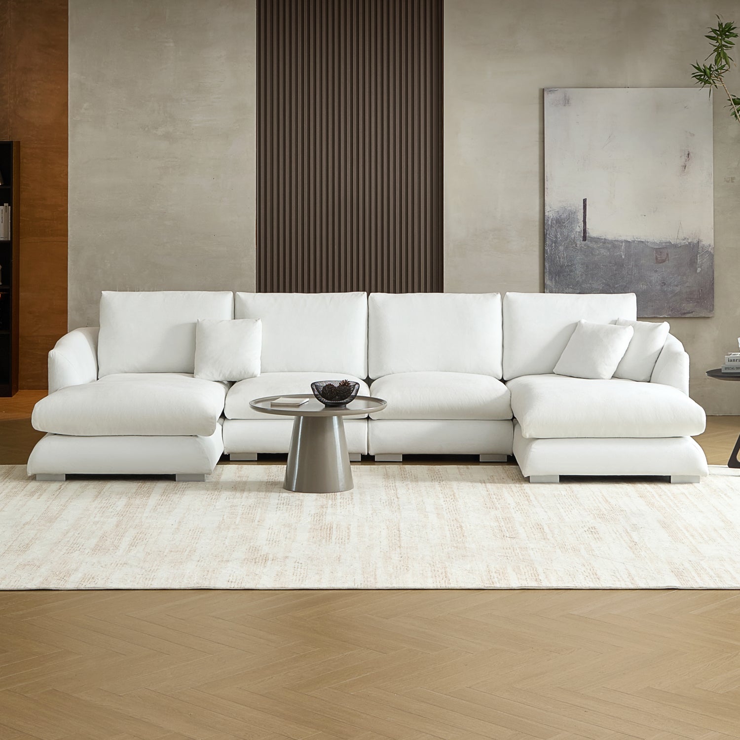 Feathers U-Shaped Sectional Couch 140-200 Inches