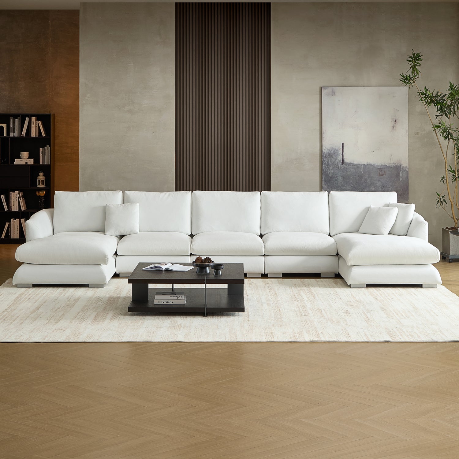 Feathers U-Shaped Sectional Couch 140-200 Inches