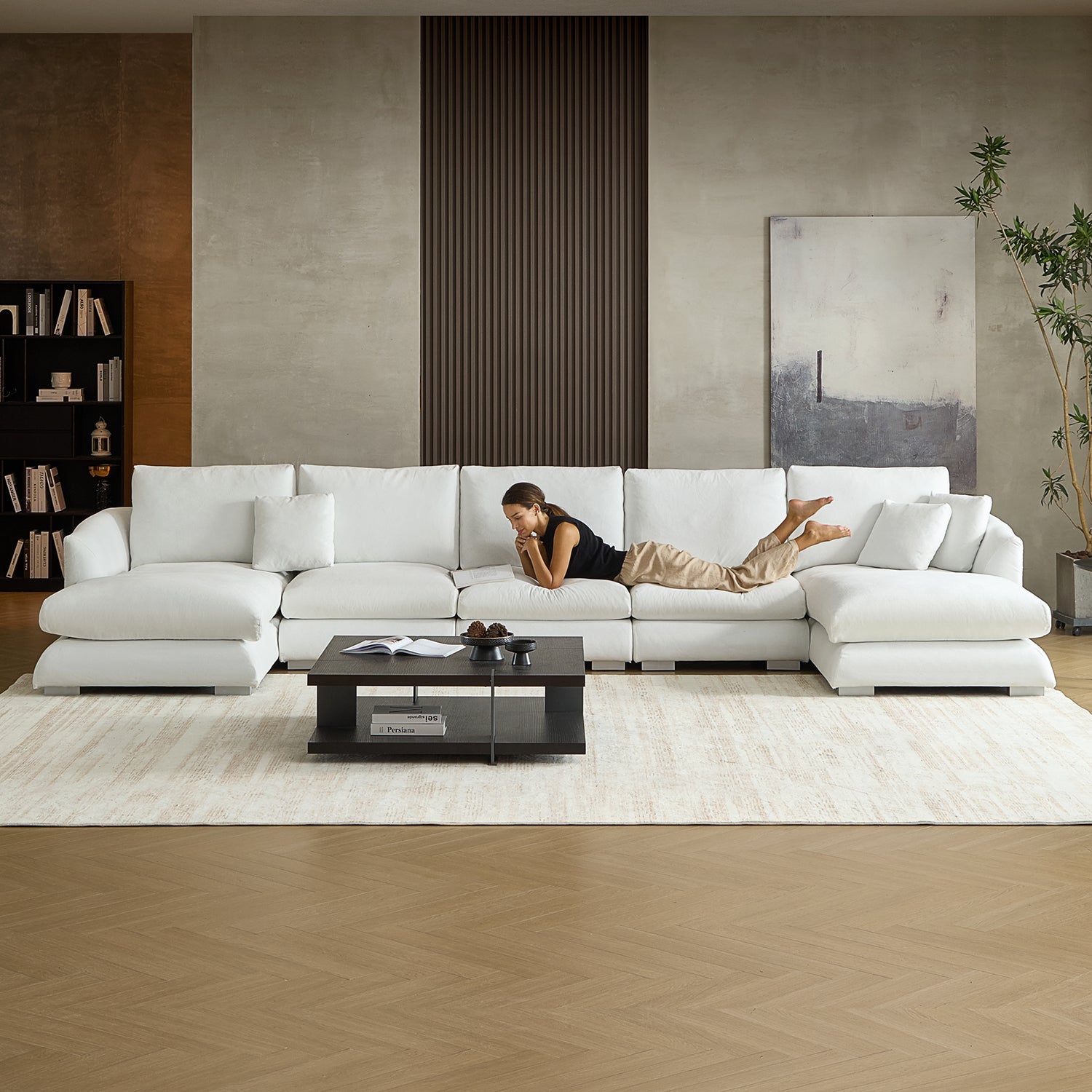 Feathers U-Shaped Sectional Couch 140-200 Inches