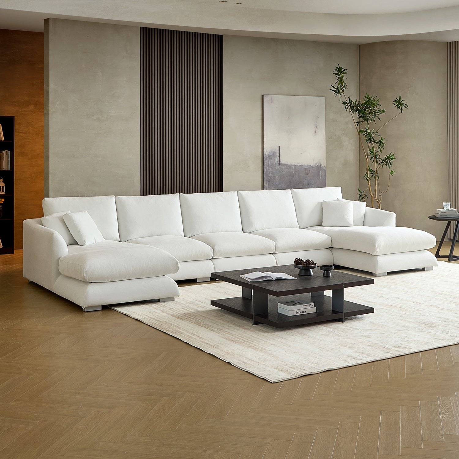 Feathers U-Shaped Sectional Couch 140-200 Inches