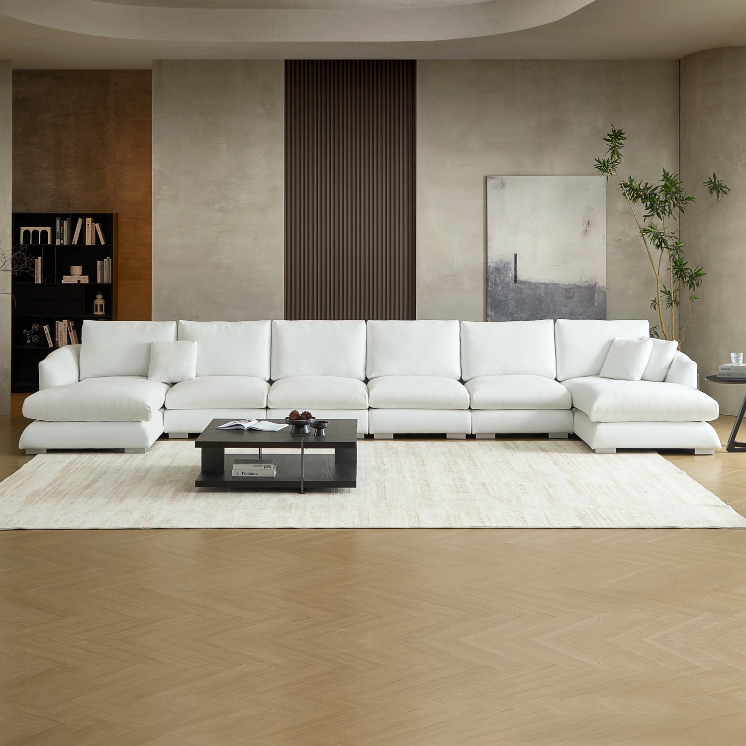 Feathers U-Shaped Sectional Couch 140-200 Inches