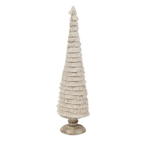 Fringed Cone Decor with Wooden Base