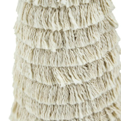 Fringed Cone Decor with Wooden Base