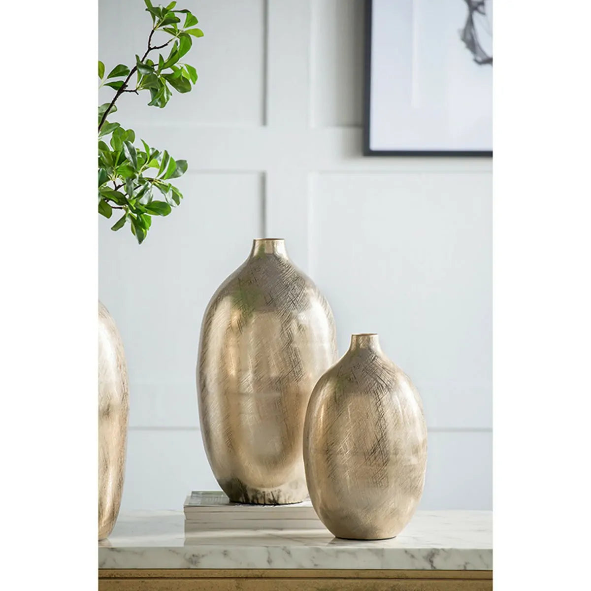 Gold Streak Aluminum Vase 18.5 Inch Modern Floor Vase for Home Decor