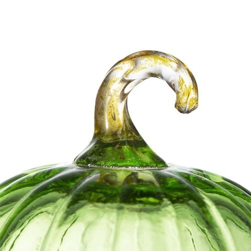 Green Glass Pumpkin Decor – 4pcs Fall & Thanksgiving Ornaments