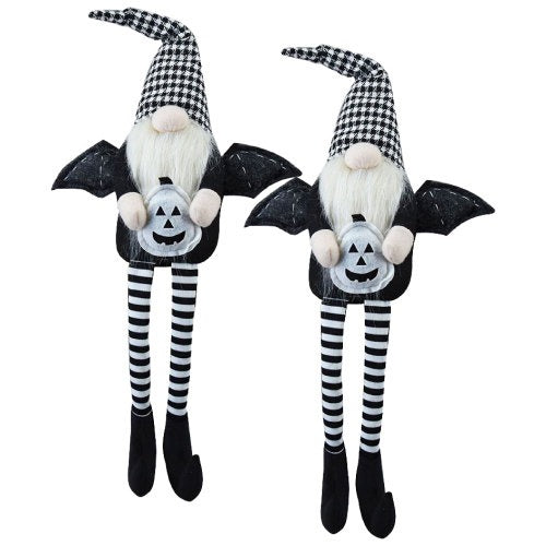 Halloween Gnome Decor with Wings & Plaid Hat 2 Pics