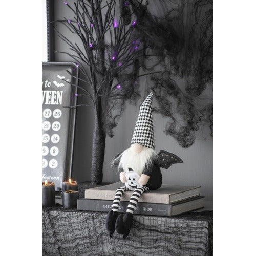 Halloween Gnome Decor with Wings & Plaid Hat 2 Pics