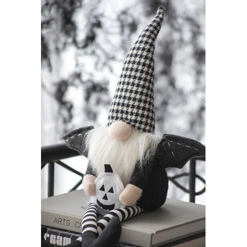 Halloween Gnome Decor with Wings & Plaid Hat 2 Pics