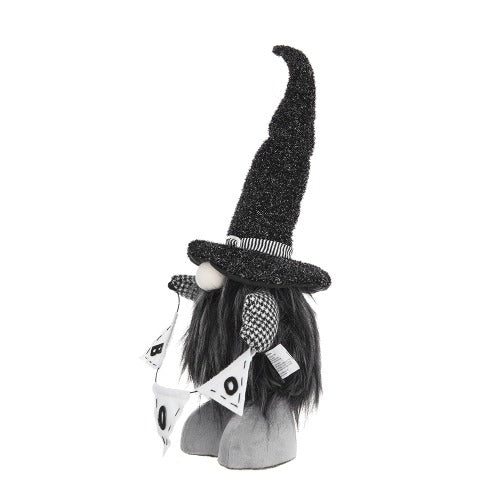 Halloween Decor Fabric Black Gnome with 'Boo' Banner